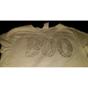 RANSOM GIRL SEQUIN "Boo" halloween TOP White GIRLS XLARGE 14